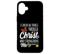 Carcasa para iPhone 16 Plus I Can Do All Things Through Christ Buttefly Art Religious