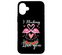 Carcasa para iPhone 16 Plus I Flocking Love You Flamingo Pareja Romántico Juego de Palabras