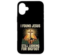 Carcasa para iPhone 16 Plus I Found Jesus Still Looking For Bigfoot Cristo Cruz Dios Rey