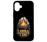 Carcasa para iPhone 16 Plus I Grill Therefore I Am Funny BBQ Grill Filosofía