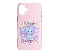 Carcasa para iPhone 16 Plus I Have Contempt Cute Kawaii Dragon Sarcástico Mood Art Rosa