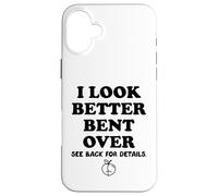Carcasa para iPhone 16 Plus I Look Better Bent Over Book See Back for Details Peach Butt