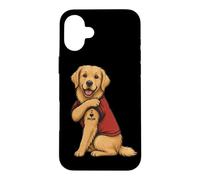 Carcasa para iPhone 16 Plus I Love Mom Tattoed Dog Mamá Golden Retriever Dueño de Perro