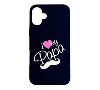 Carcasa para iPhone 16 Plus I Love My Papa Funny Father Dad Daddy Heart and Mustache