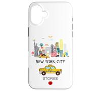 Carcasa para iPhone 16 Plus I Love NYC, New York City Wonderful Stories with Cartoon Art