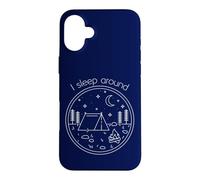 Carcasa para iPhone 16 Plus I Sleep Around Funny Minimalistic Art Camping & Hiking