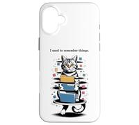 Carcasa para iPhone 16 Plus I Used to Remember Things... Funny PC Inept Cat Retro