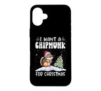 Carcasa para iPhone 16 Plus I Want A Chipmunk For Christmas Santa Hat Funny Xmas