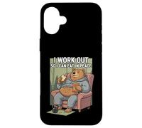 Carcasa para iPhone 16 Plus I Work out So I Can Eat In Peace Funny Gym Motivación Cita