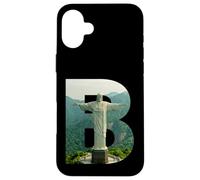 Carcasa para iPhone 16 Plus Iconic Brasil Paisaje Cristo Redentor Letra B