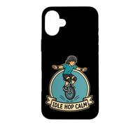 Carcasa para iPhone 16 Plus Idle Hop Calm Monociclo Salto Equilibrio Emblema