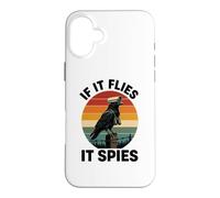 Carcasa para iPhone 16 Plus If It Flies It Spies Cuervo Vigilancia Pájaro Retro Conspiración