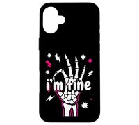 Carcasa para iPhone 16 Plus I'm Fine Funny Skeleton Hand Thumbs Up Hand Sign Sarcástico