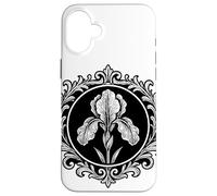 Carcasa para iPhone 16 Plus Iris Flores Estilo Mandala - Vintage Grabado Floral Ornamento