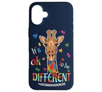 Carcasa para iPhone 16 Plus It's Ok To Be Different Giraffe Puzzle Autism Concientización