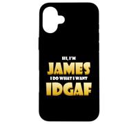 Carcasa para iPhone 16 Plus James Costume Idgaf Meme Personalized Jim First Name James
