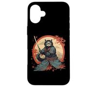 Carcasa para iPhone 16 Plus Japanese Art Cat Ninja Ukiyo-e Anime Samurai Cat Camiseta
