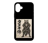 Carcasa para iPhone 16 Plus Japanese Raccoon Samurai Vintage Warrior Men Women Kids