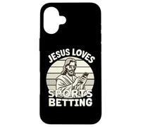 Carcasa para iPhone 16 Plus Jesús ama Las apuestas Deportivas Parlay Funny Gambling DFS Over