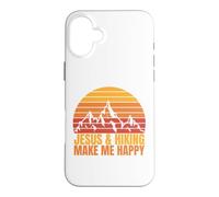 Carcasa para iPhone 16 Plus Jesus and Hiking Make Me Happy Fun para Excursionistas Unisex