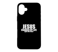 Carcasa para iPhone 16 Plus Jesús cambió mi Vida Pregúntame qué Tan Cristiano