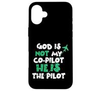 Carcasa para iPhone 16 Plus Jesus God is The Pilot Aviation Christian Faith