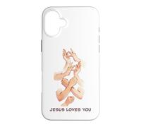 Carcasa para iPhone 16 Plus Jesus Loves You - American Sign Language Watercolor