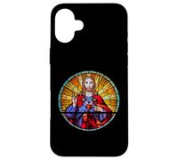Carcasa para iPhone 16 Plus Jesús Sagrado Corazón Rojo Vitral Sao Paulo Arte Católico