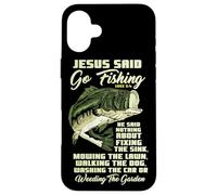 Carcasa para iPhone 16 Plus Jesus Said Go Fishing Fish Story Biblia Pesca Pesca de lubina