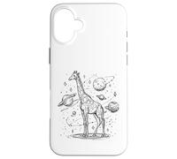 Carcasa para iPhone 16 Plus Jirafa Cósmica Explorando Planetas y Estrellas Universo