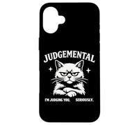Carcasa para iPhone 16 Plus Judgemental Cat Im Judging You Seriously Funny Cat Gráfico