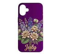Carcasa para iPhone 16 Plus July Birth Flower Larkspur & Water Lily Cute Floral Birthday