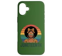 Carcasa para iPhone 16 Plus Juneteenth 1865 Mujeres Afro Leopard Melanina Libertad