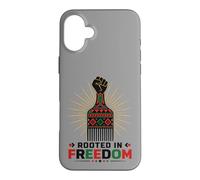 Carcasa para iPhone 16 Plus Juneteenth Rooted in Freedom Afro Pick Fist