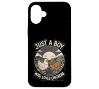Carcasa para iPhone 16 Plus Just A Boy Who Loves Chickens Retro Farm Blueprint Livestock