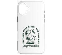 Carcasa para iPhone 16 Plus Just out Here Living The Ruff Life Stay Pawsitive Cowboy Dog
