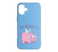Carcasa para iPhone 16 Plus Just Wingin' It Derpy Flying Pig