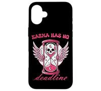 Carcasa para iPhone 16 Plus Karma no Tiene Fecha límite de Reloj de Arena de Calavera gótica