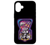 Carcasa para iPhone 16 Plus Keep Calm and Flip On Retro Pinball Arcade Game