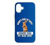 Carcasa para iPhone 16 Plus Kids Womens Humans Hurt My Head Bunny Rabbits Make Me Happy