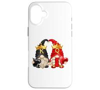 Carcasa para iPhone 16 Plus King of Spades and Queen of Hearts with Funny Garden Gnomes