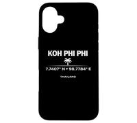Carcasa para iPhone 16 Plus KOH Phi Phi Tailandia Coordina el diseño de Viajes de la Isla