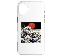 Carcasa para iPhone 16 Plus Kraken Kaiju Monstruo Doodle Japonés Ukiyoe Océano Mar