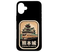 Carcasa para iPhone 16 Plus Kumamoto Castillo Japón Retro Tren Vintage Japonés Kanji