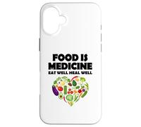 Carcasa para iPhone 16 Plus La Comida es Medicina Comer Bien Sanar Bien Vegano