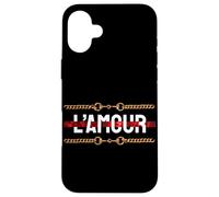 Carcasa para iPhone 16 Plus L'Amour with Printed Golden Style Chains Valentin's Day Love