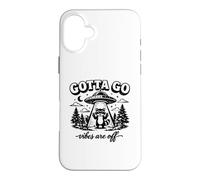 Carcasa para iPhone 16 Plus Las Vibraciones de Gotta Go están apagadas, Divertido Mapache UFO
