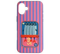 Carcasa para iPhone 16 Plus Lata Retro para sardinas, Estilo Vintage, con Rayas Rosas, costeras y veraniegas