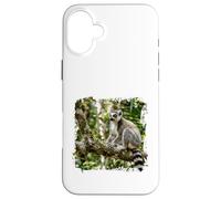 Carcasa para iPhone 16 Plus Lémur Vida Silvestre Animal Selva Bosque Árbol Rama Tropical