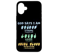 Carcasa para iPhone 16 Plus Lenguaje de señas Americano Manos Verso de la Biblia Cristianismo